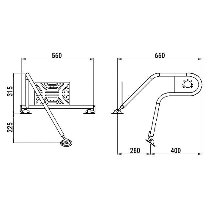 Стойка рулевая с креплением на баллон надувной лодки 25мм в Севастополе
