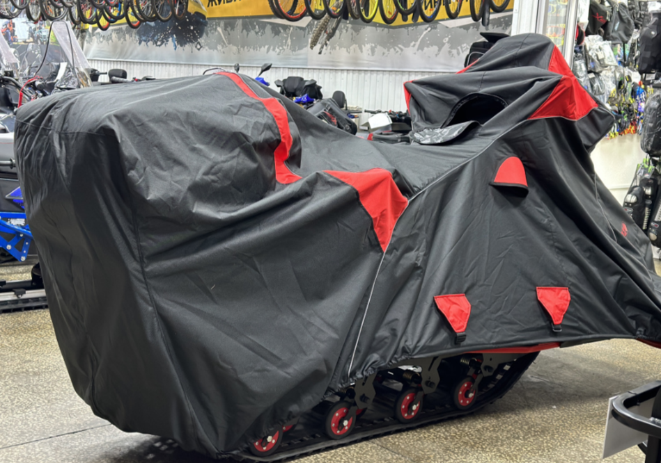 Чехол транспорт. снегохода IKUDZO HUNTER черно-красный Оксфорд ПРЕМИУМ качества с лого IKUDZO в Севастополе